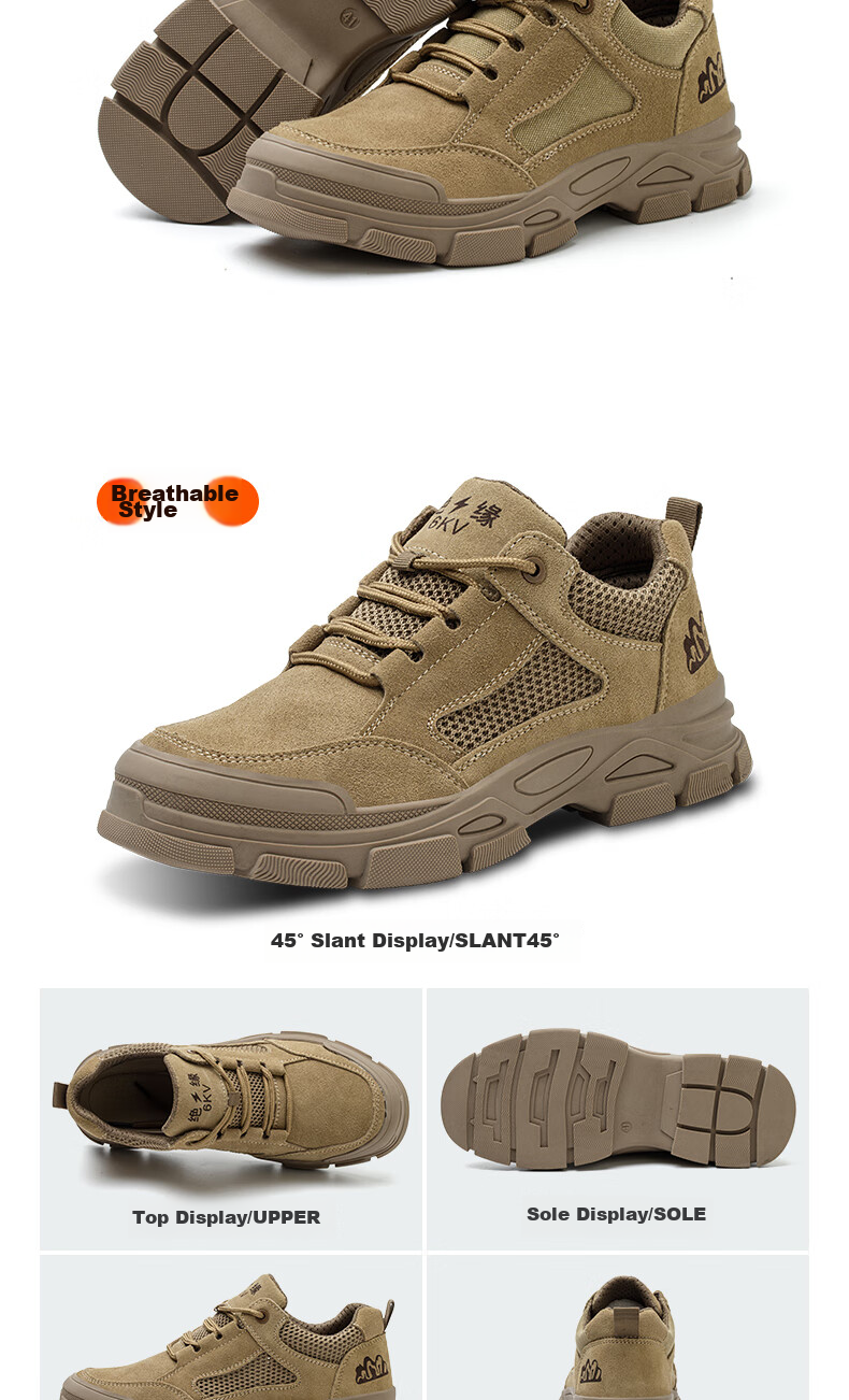 LAOGUANJIA Men's Safety Shoes, Summer Breathable Comfortable Wear-Resistant, Electrical Insulation Non-Slip Work Functional Shoes 390 Size 45 17