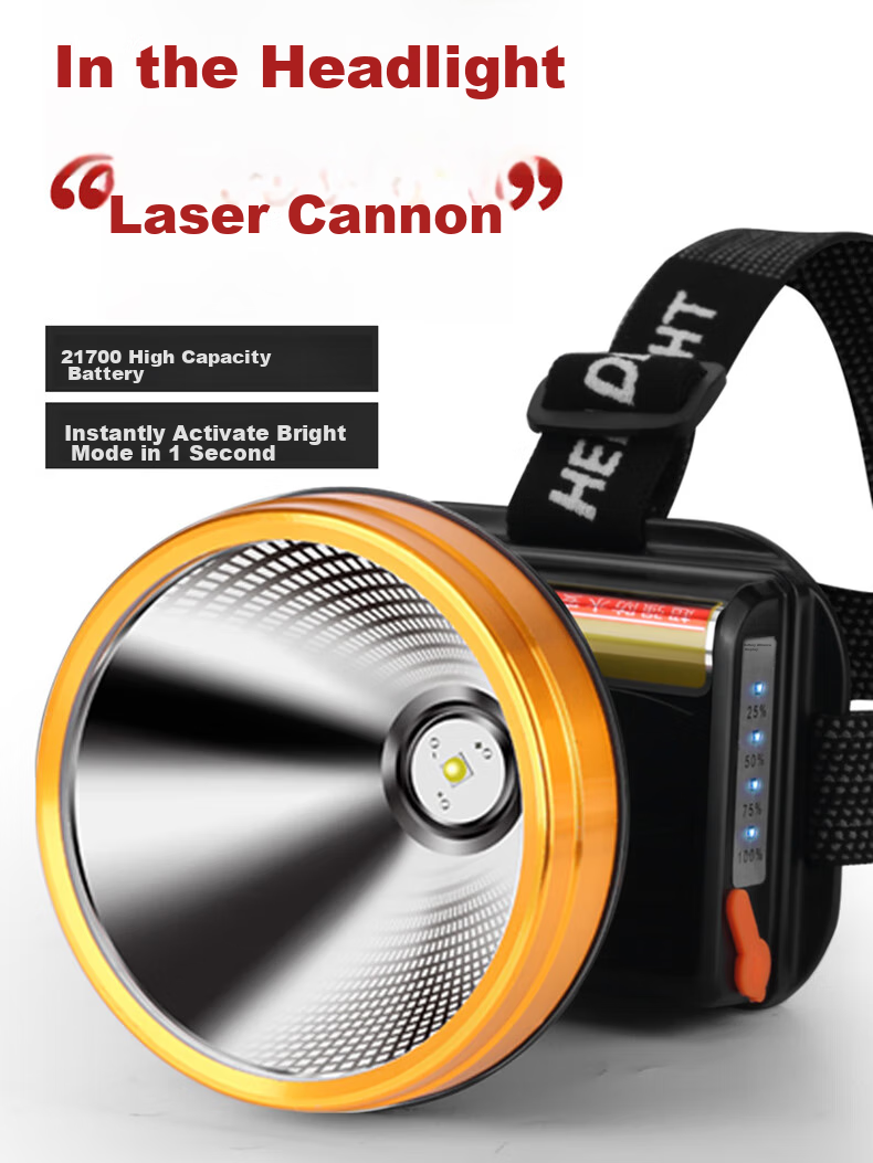 Guangmingdajiang Laser Cannon High-Intensity Headlamp, Rechargeable, Ultra-Bright, Long-Range, Head-Mounted, 9935-Yellow Light 1
