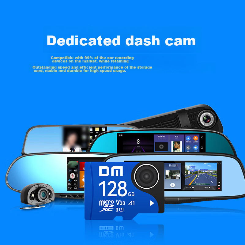 Карта памяти DM Daimai 128GB TF (MicroSD) Class 10 U3 V30 A1, синяя, для видеорегистратора и камеры видеонаблюдения