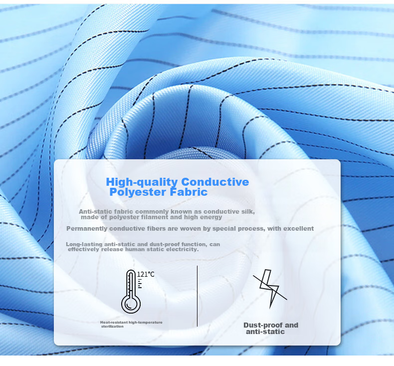 Andatong Static-Proof Suit, Antistatic Clothing, Dust-Free Garment, Dust-Proof Workwear, Coat, Overcoat, Factory Uniform, Clean Room Workwear, Blue XL 5