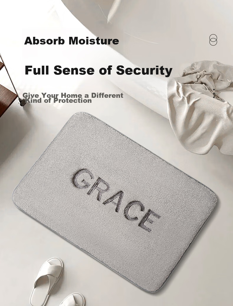 Grace Bathroom Mat, Non-Slip Absorbent Memory Foam Bath Mat, Foot Pad 40x60cm, Premium Gray 3