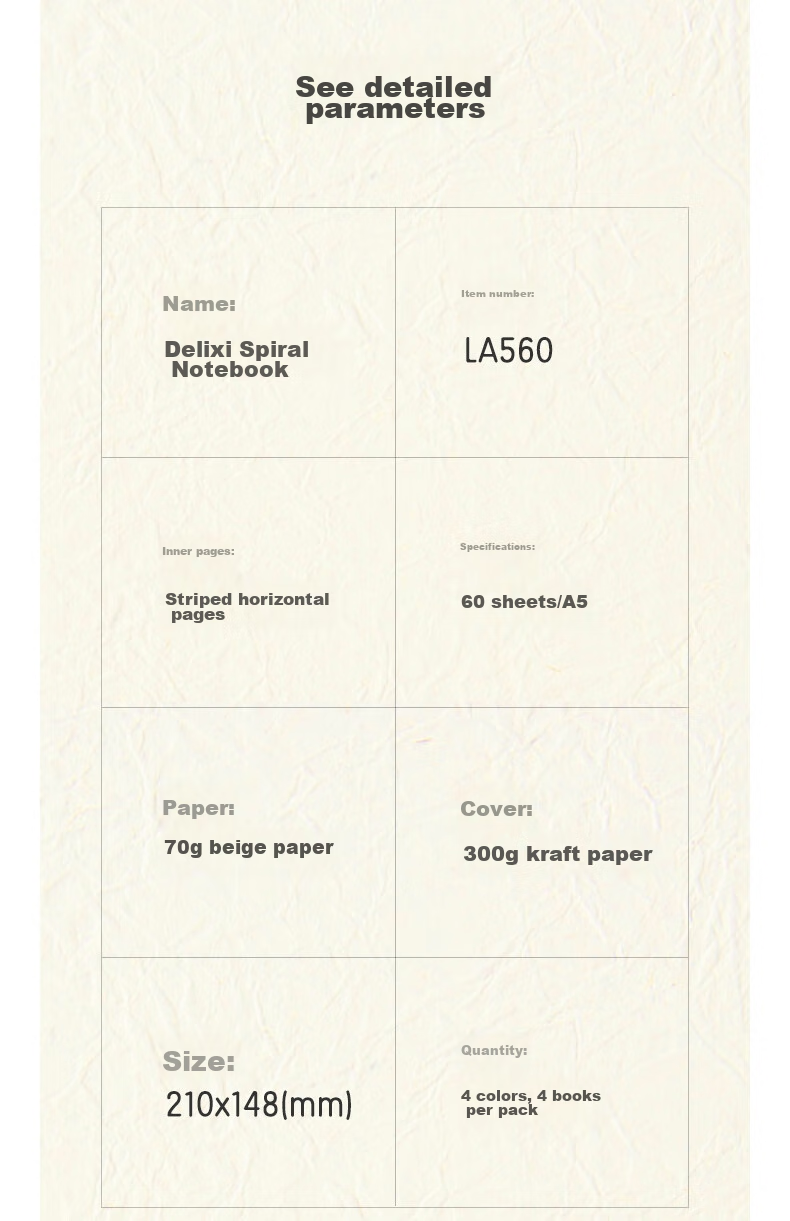 Deli 4 A5 Notebooks / 60 Sheets Simple Retro Series Spiral Notebooks, Spiral-Bound Notebooks, Journal, Error Correction Book, Student Exam Preparation LA560 12