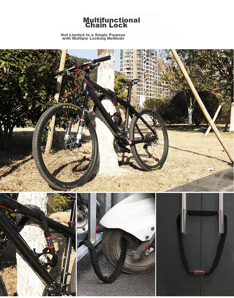 HOTUN Bicycle Lock, Mountain Bike Lock, Electric Bike Lock, Motorcycle Lock, Electric Scooter Lock, Combination Chain Lock, 0.6 Meters 9