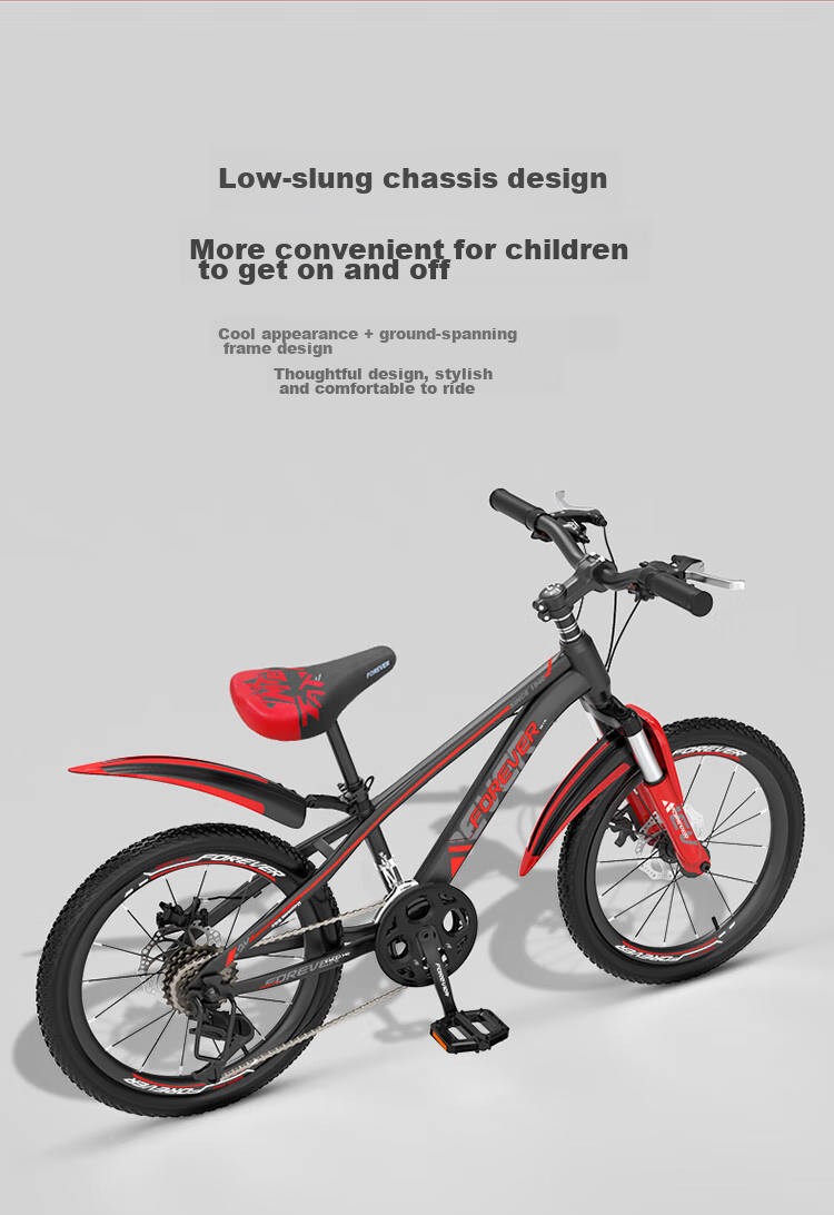 FOREVER Children's Bicycle, Boys And Girls Bike, Kids' Single-Speed Pedal Bike, Mountain Bike, Silver Color, 18 Inches 11