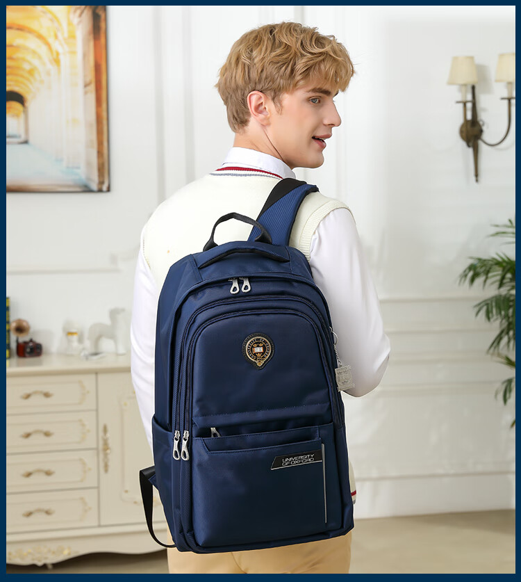 UNIVERSITY OF OXFORD Backpack for Male And Female Middle School, High School And College Students, Lightweight Travel Backpack X995A Navy Blue 3