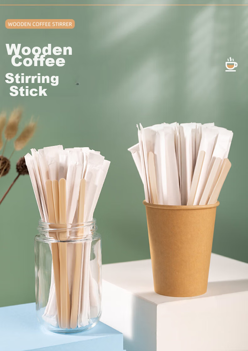MENGTING Disposable Coffee Stirrers, 14cm Wooden Coffee Stirring Sticks, 500 Pieces Per Box, 7572 1