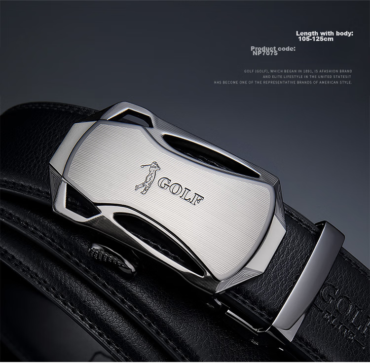 GOLF Leather Men's Belt, Durable Alloy Automatic Buckle, Jeans Waistband, Gift Box Set for Boyfriend Or Father 3