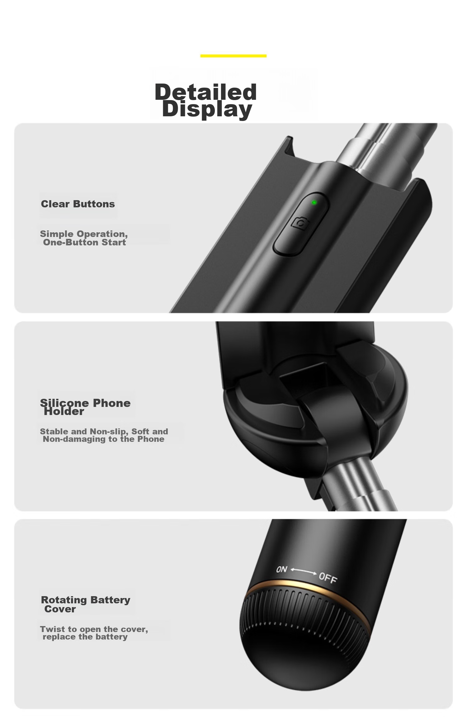 Bkayp Smartphone Selfie Stick, Handheld Mini Selfie Gadget, Portable Bluetooth Remote Control, Live Streaming And Photography Tool, Extendable Rotating Stable Anti-Shake Outdoor TikTok Video Shooting 3