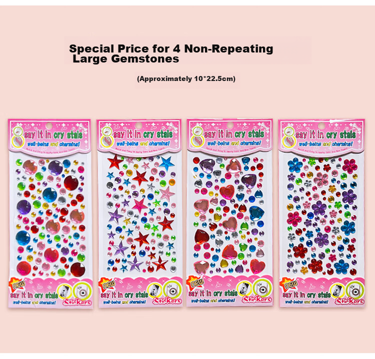 Danmiqi Children's Sticker Toys, Girls' DIY Diamond Large Gemstone Stickers, Crystal Princess Reward Stickers Gift 6