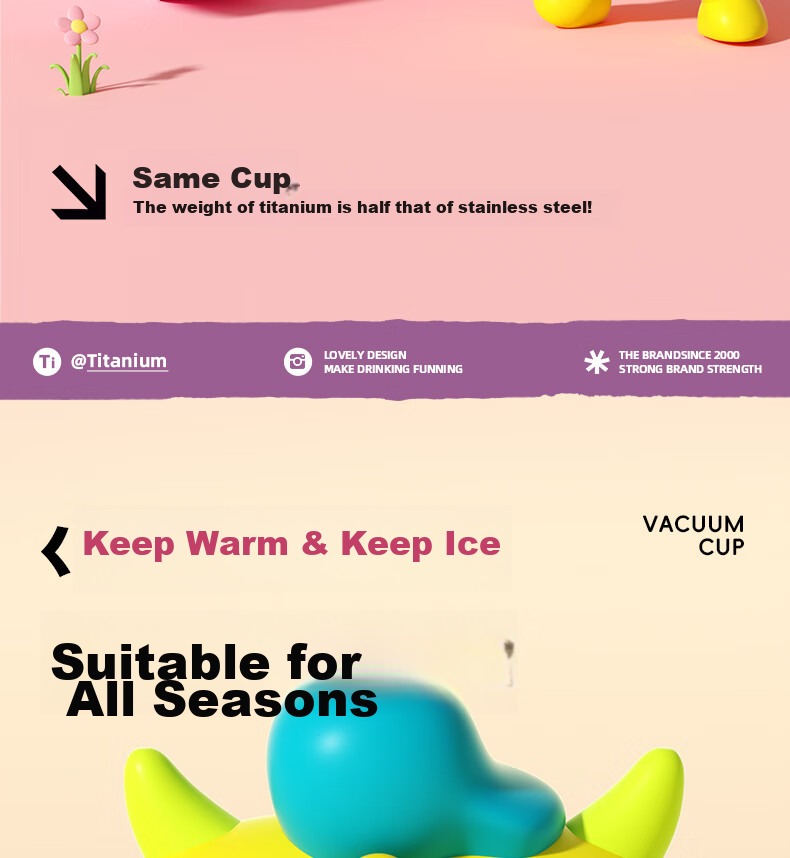 TOMIC Pure Titanium Insulated Cup, Antibacterial Student Mug, Outdoor Children's Cup, Kindergarten School Cup with Straw, Gift for Girls on National Day 18