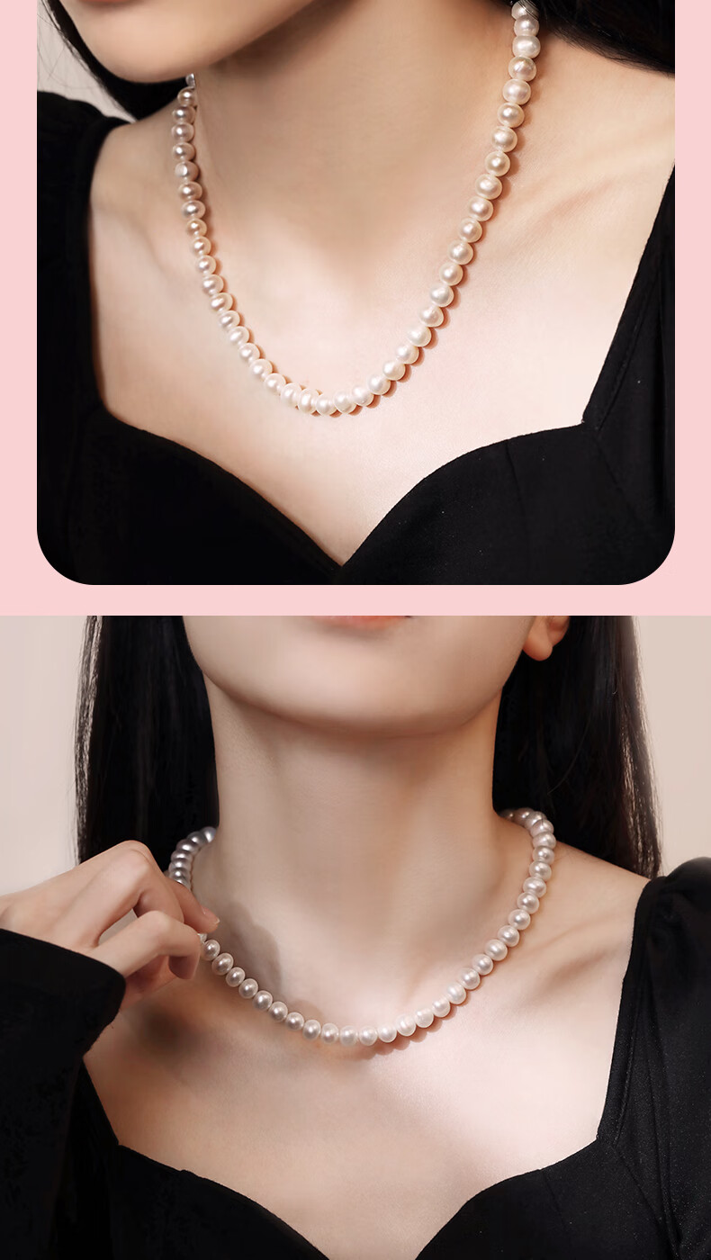 MANHE S925 Silver Freshwater Pearl Necklace for Women, 2026 New Light Luxury High-End Birthday Gift for Mom Or Girlfriend 10
