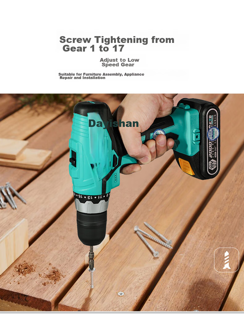 Dayi Electric Drill, Dual-Speed Hand Drill 1008, Rechargeable Hand Drill, Multi-Functional Household Electric Screwdriver, Electric Motor without Machine 5