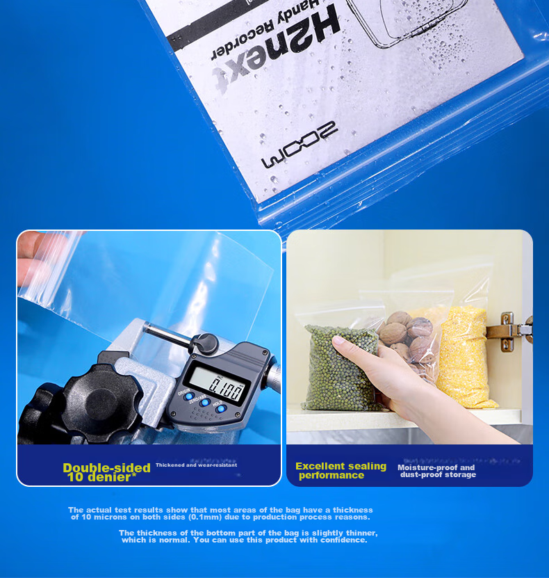 Yessel Thick Self-Sealing Food Bags, Large Size 12#34*45cm*100pcs, Sealing Bags, Transparent Zip Lock Bags, Clothing Storage Bags, Dust-Proof Moisture-Proof Plastic Bags 8