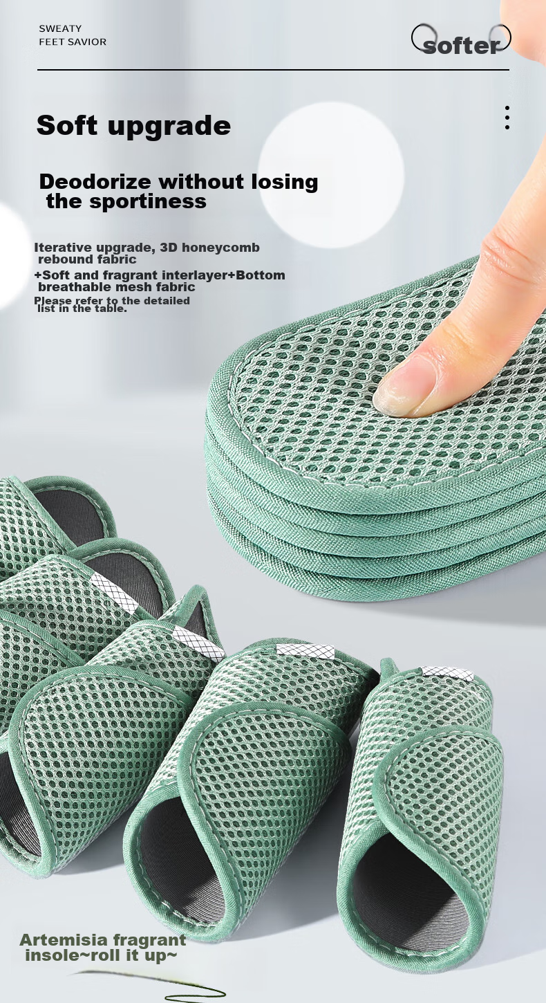 3AnGnI Odor-Resistant Insoles for Men, Sweat-Absorbing And Anti-Odor, Breathable Summer Sports Shoe Insoles, Pack of 6 Pairs 10