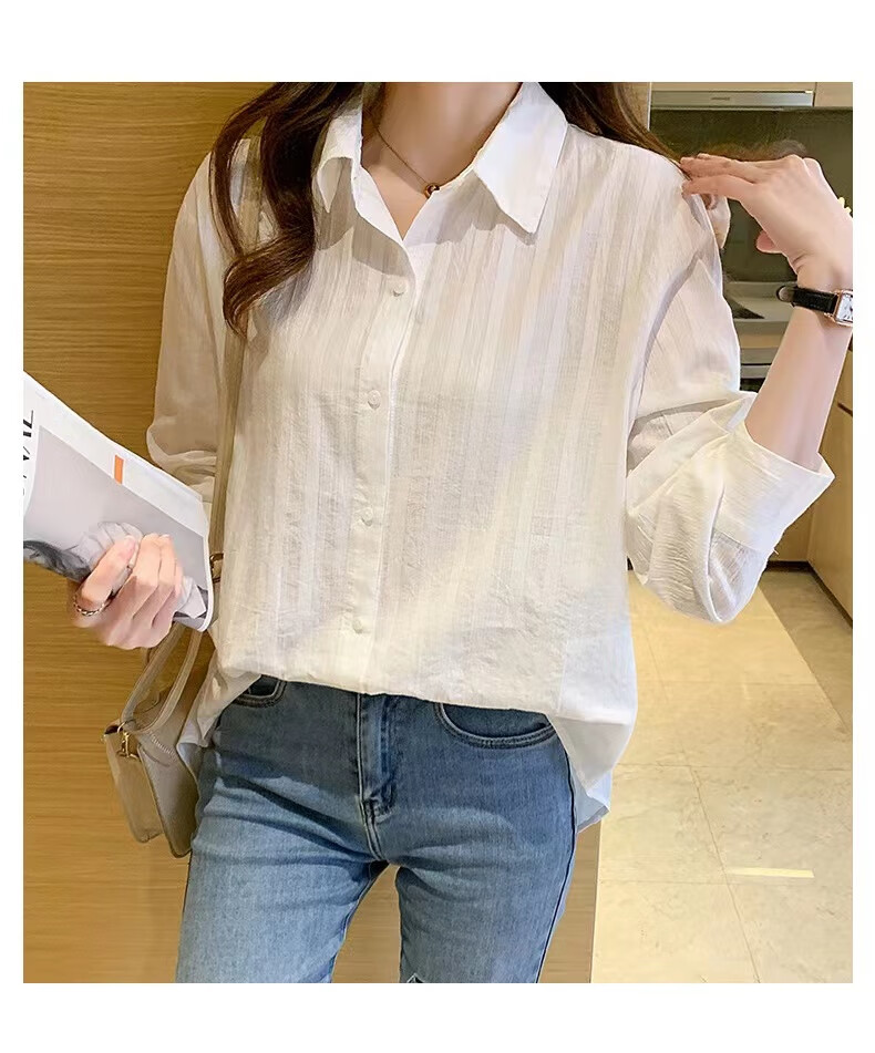 AOTUN Cotton Shirt for Women, Long Sleeve, Spring And Autumn Style, Casual Inner Wear Top AT3058, Picture Color, XL 14