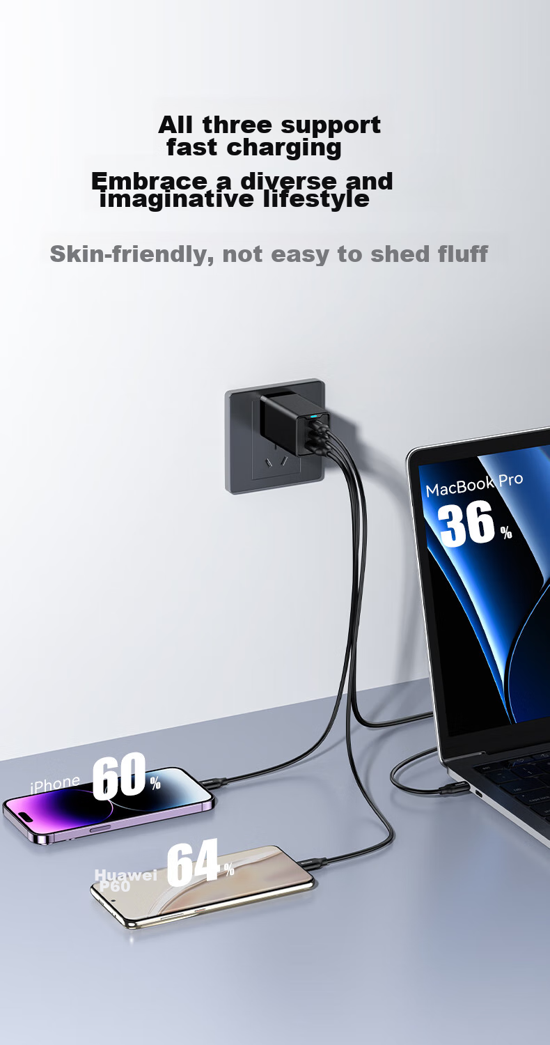 BIAZE 67W Gallium Nitride Charger, Type-C Data Cable Set, Fast Charging Head, Compatible with Apple IPhone 18/17/16/15, Huawei, DJI, MacBook Pro Laptops 5