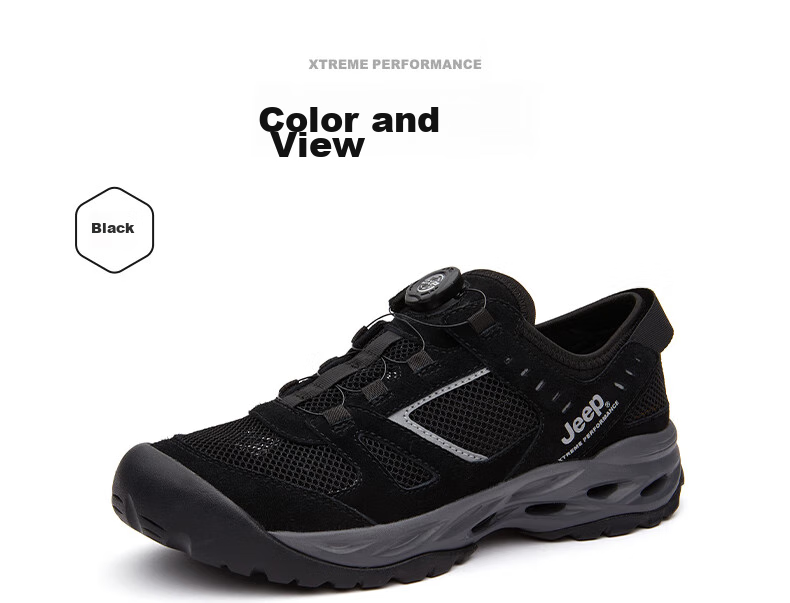 JEEP Men's Outdoor Breathable Hiking Shoes, Quick-Drying Amphibious Water Shoes, Non-Slip Wear-Resistant Mountaineering Boots for Me 17