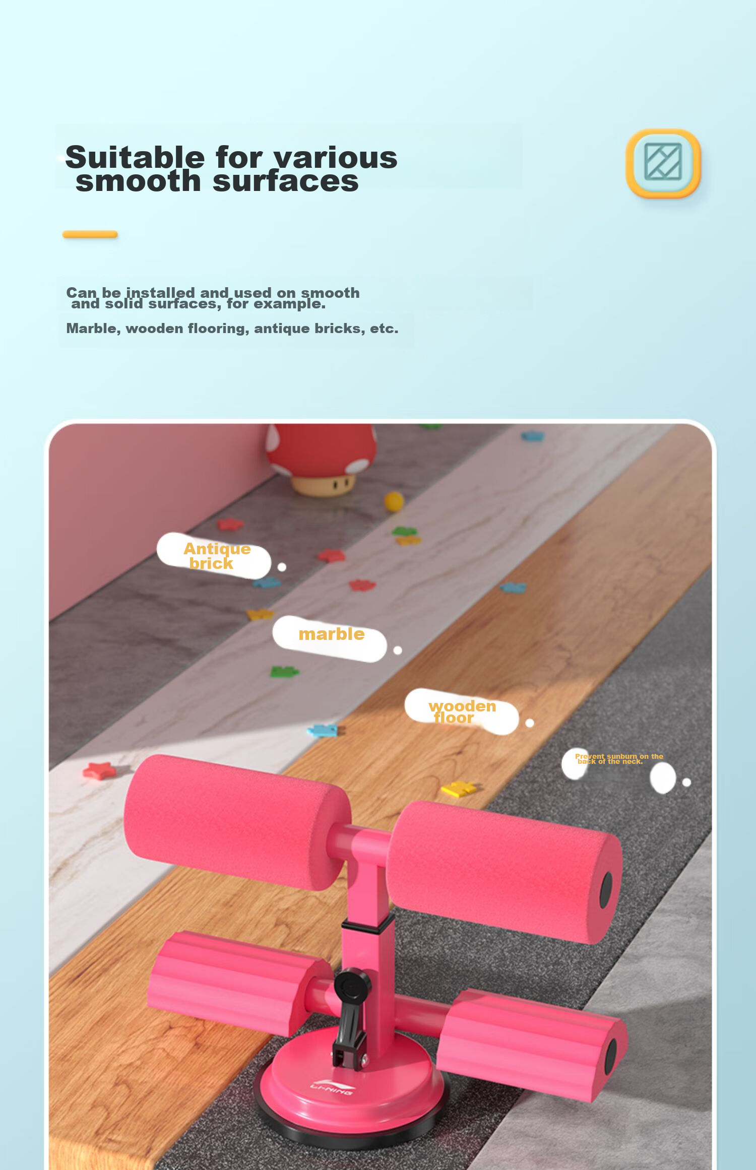 Li-Ning Children's Sit-Up Assist Device, Suction Cup Type, for Home Use, School Competitions, Physical Education Exams, And Middle School Entrance Exam Training Board 5