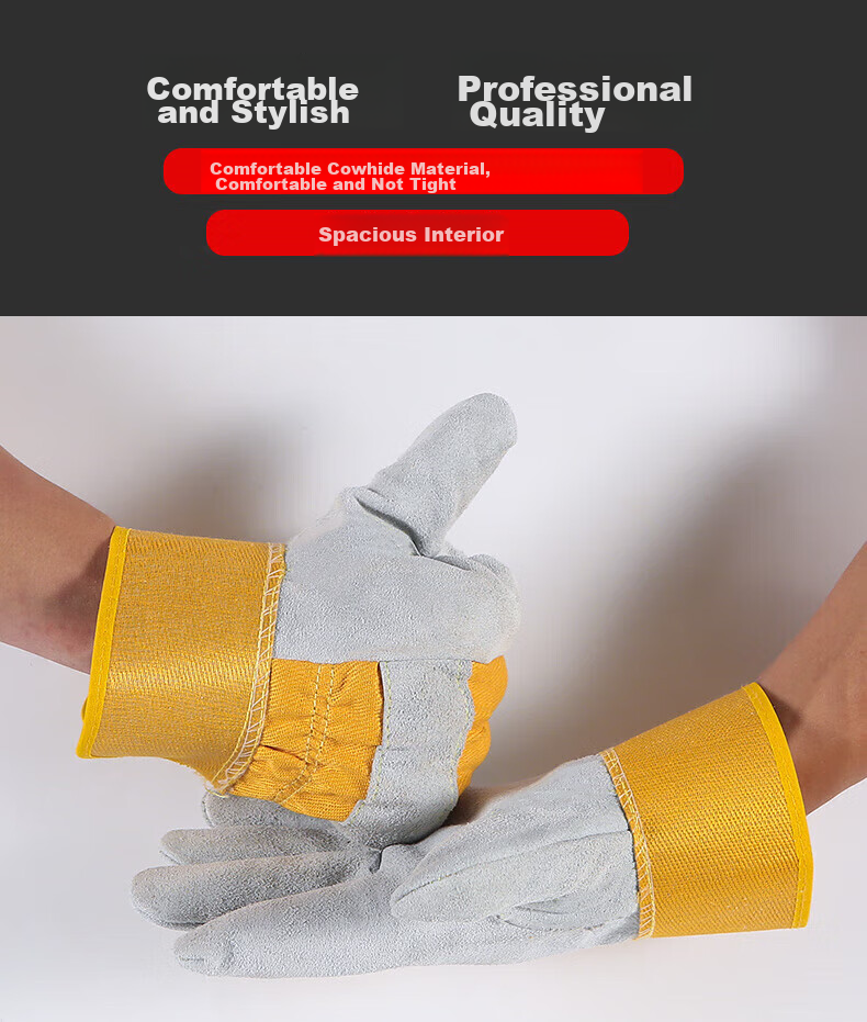 Andatong Welding Gloves, Heat-Resistant Welding Gloves, Wear-Resistant Thickened Cowhide Gloves, Protective Work Gloves 3