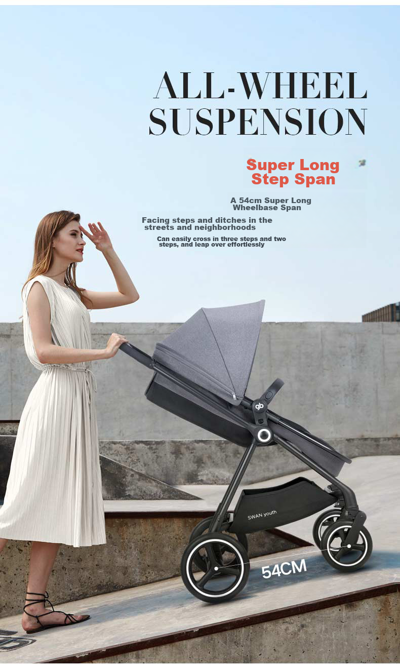 Gb Cloud View Two-Way Lightweight High Landscape Stroller, Can Sit Or Lie Down, Baby Carriage for Outings, Dark Gray 9
