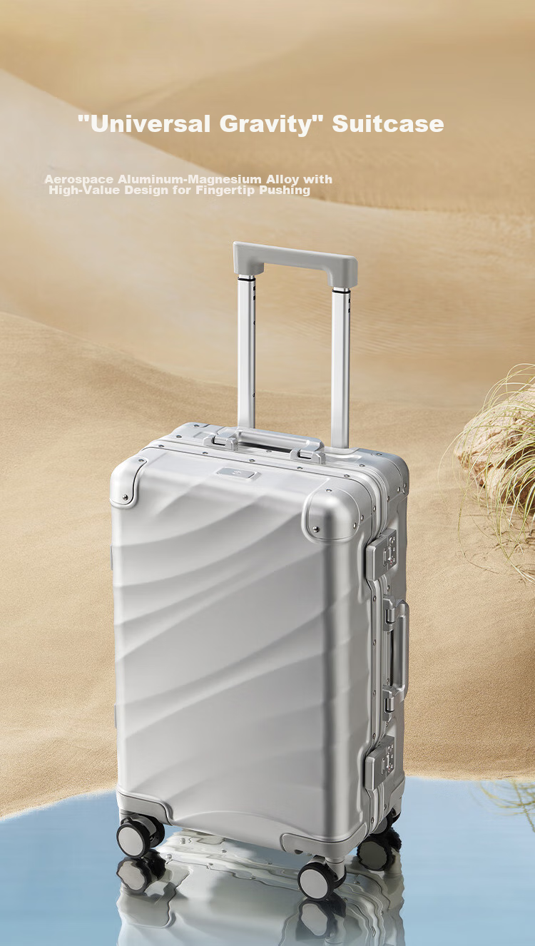 JD Original "Universal Gravity" Aluminum-Magnesium Alloy Large Capacity Suitcase, 20-Inch Trolley Case, Travel Luggage, Carry-On Case, Silver Color 1