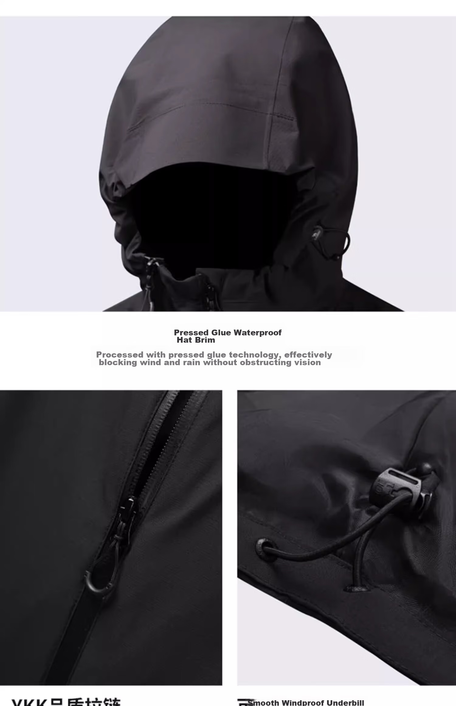 CAMEL Outdoor Hardshell Jacket for Men And Women, Windproof And Waterproof Coat, New Autumn Hiking Wear 2024 [Black Armor] R727 30
