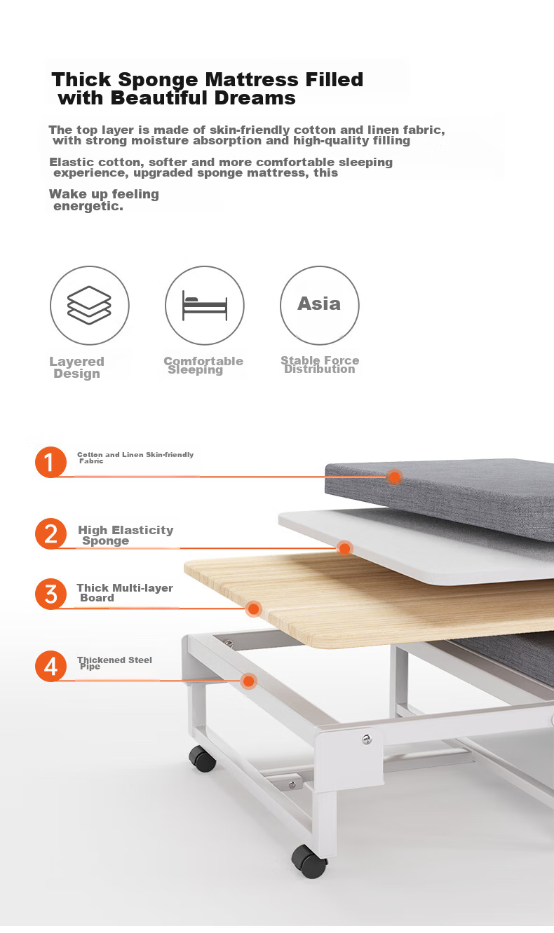 OKeefe Folding Bed, Single Bed, Nap Folding Bed, Office Siesta Bed, Camp Bed, Lounge Chair, Four-Fold Foam Bed, 70cm 2
