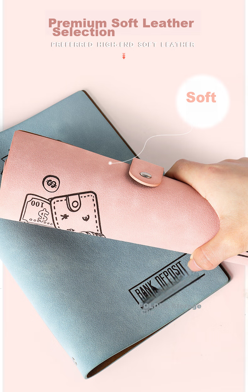 DiLe Multi-Functional Bill And Deposit Folder, Bank Savings Book, Bank Deposit Organizer, Loose-Leaf Bill Holder with Insert Pages for Checks And Receipts, 20 Inner Pages, Leather Version 70893, Smog Blue 5