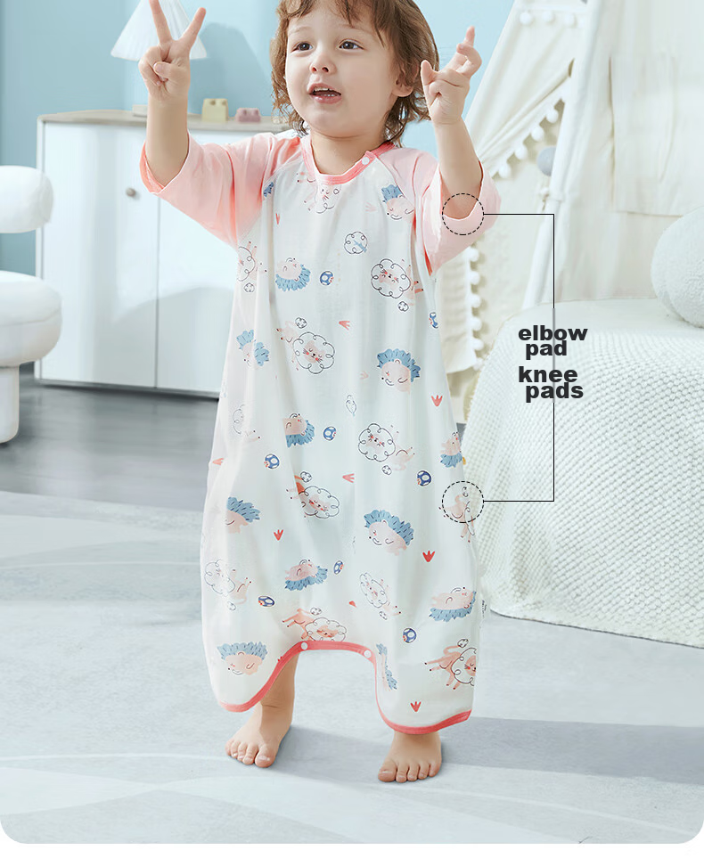 Beitaisi Baby Sleeping Bag, Summer Thin Style, Children's Cotton Nightgown, Home Air Conditioning Anti-Kick Blanket, Integrated Pajamas, Bella, Size 73 15