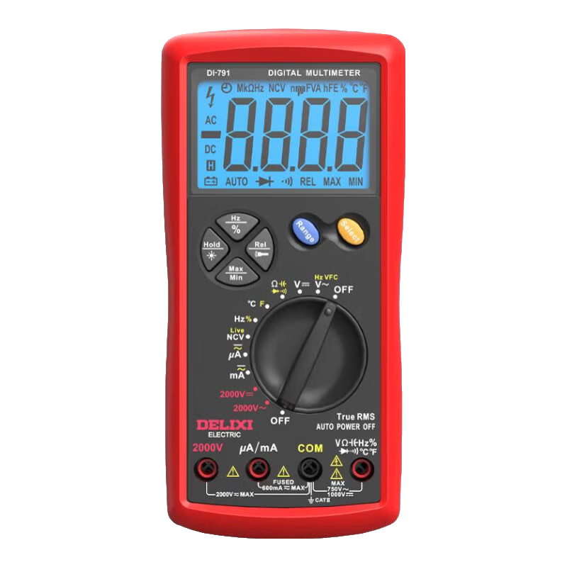 DELIXI ELECTRIC Photovoltaic Multimeter, High Precision 2000V High Voltage AC/DC Voltage, Intelligent Home Electrician Meter