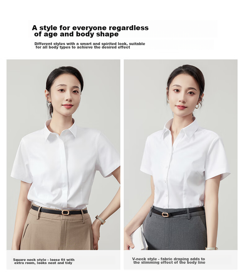 LangSha White Short-Sleeve Shirt for Women, Summer Lightweight Loose Fit, Suitable for Commuting And Professional Wear, Elegant Formal White Blouse 2