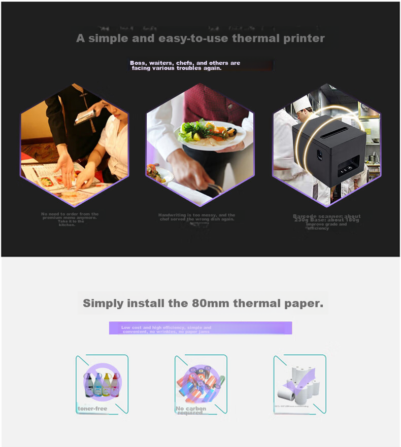 Youku 80mm Thermal Receipt Printer, Restaurant Kitchen Supermarket Retail Takeout Printer with Automatic Paper Cutting, USB And Network Port Versio 4
