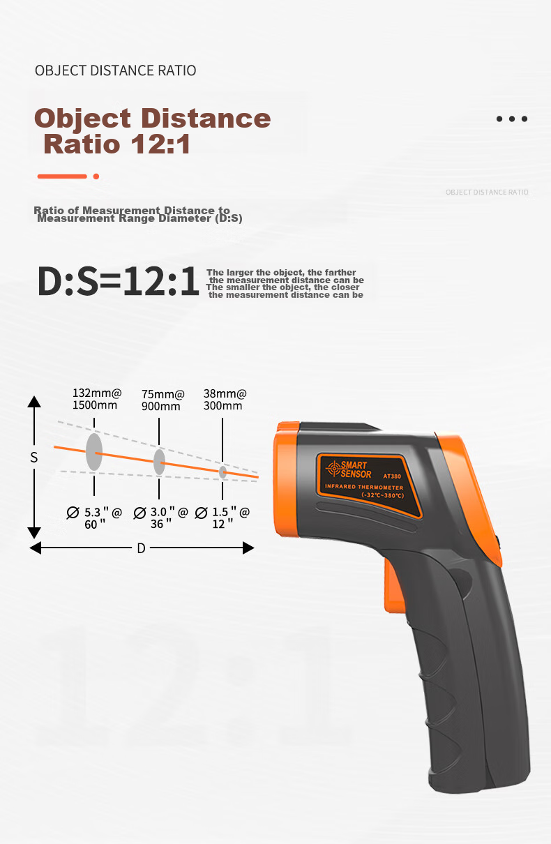 Xima AT380 Infrared Thermometer, Industrial Temperature Gun, Baking Oil And Water Temperature Measurement, Object Temperature Measurement 8