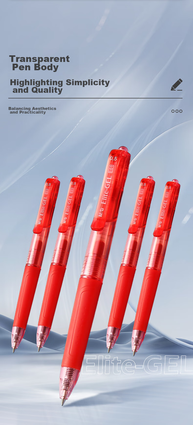 M&G Stationery E01 Retractable Gel Pen, Student 0.5mm Red Pen, Bullet Tip, Office Supplies, Red, 12 Pens/box, National Day Gift 8