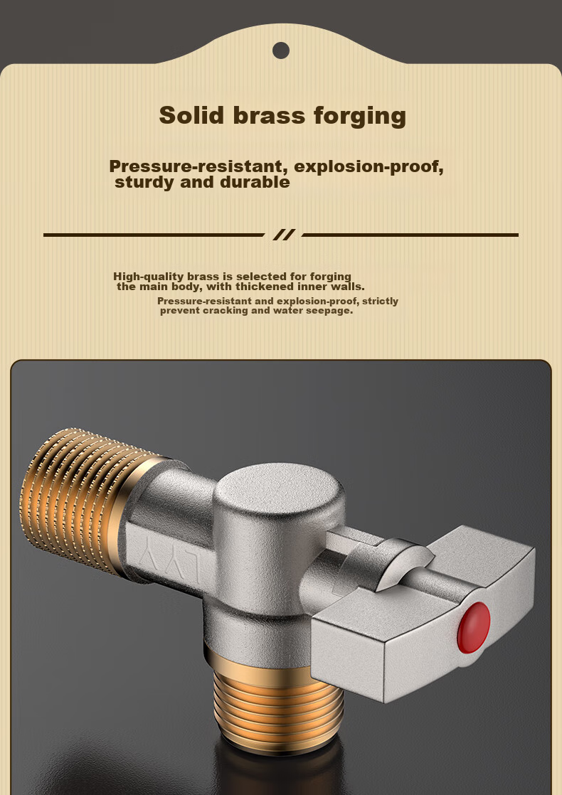 BSITN High-Flow Angle Valve Brass Core Gas Water Heater Ball Valve, 1/2 Inch, Figure-Eight Valve, Suitable for Both Cold And Hot Water, 2 Pieces, B705 7