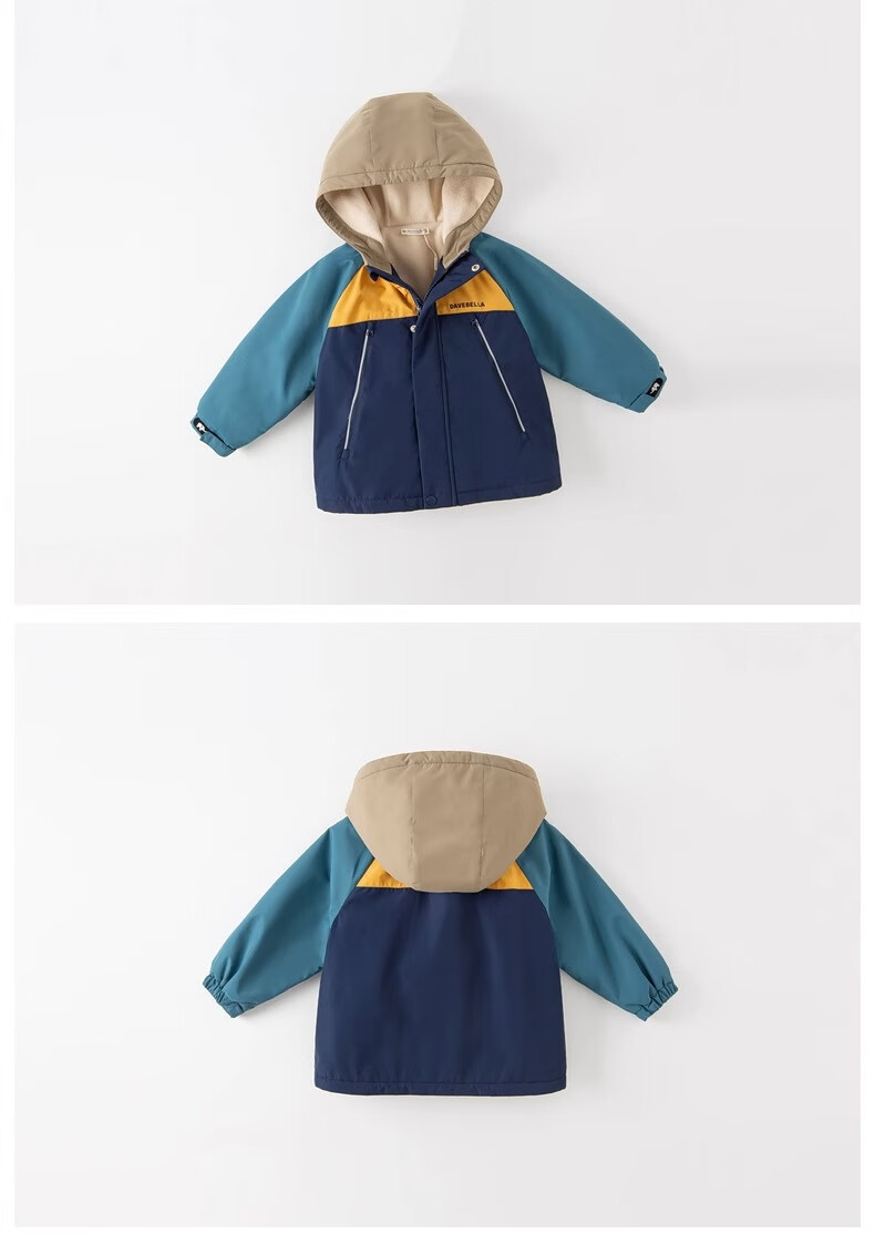 DAVE & BELLA Kids Windproof Jacket Autumn Fleece Lined Outdoor Coat for Boys and Girls Toddler Baby Children's Clothing 19