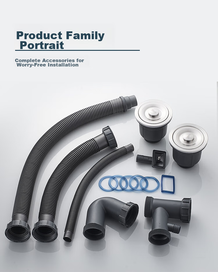 MEJUE Kitchen Sink Drain Assembly with Overflow Hole, Drain Stopper And Drain Pipe Set Z-02319 14