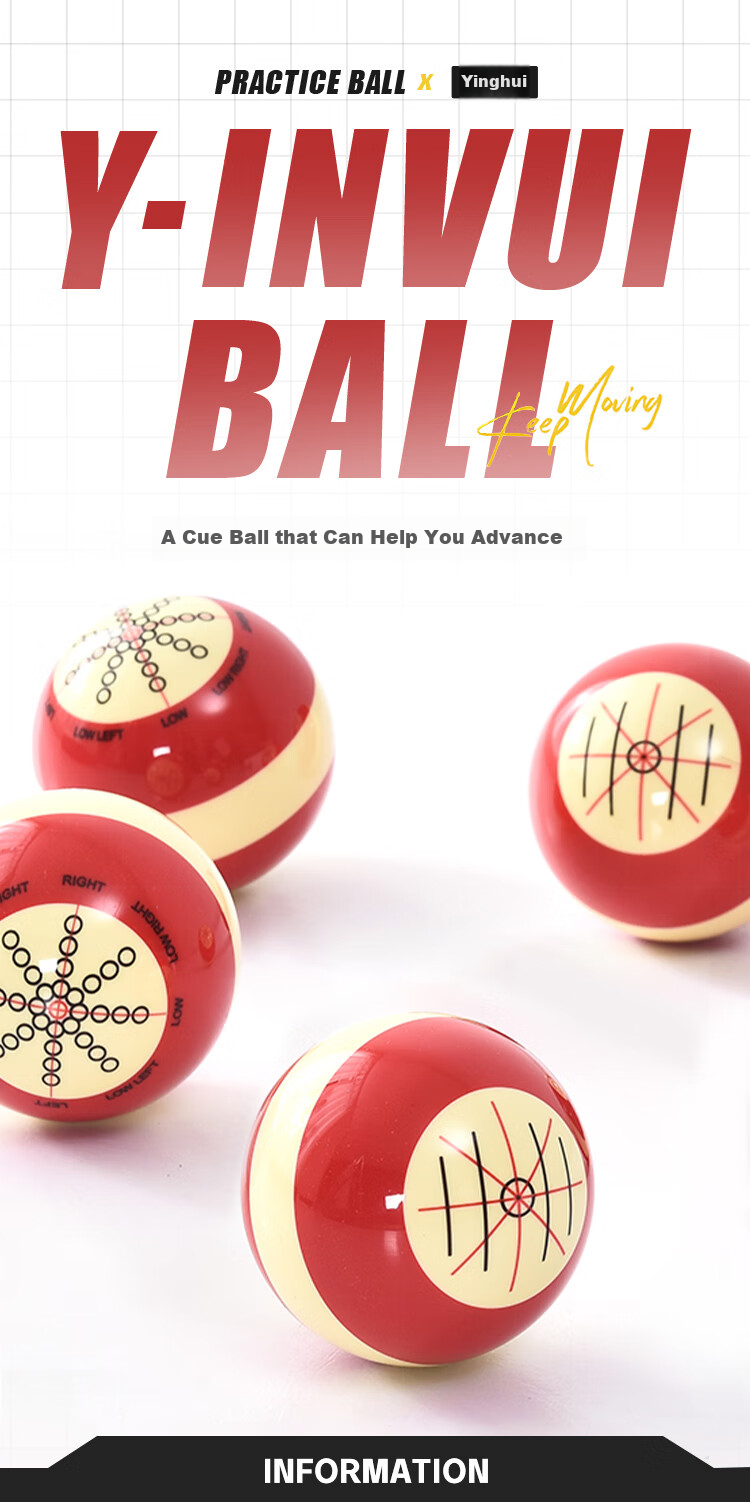 INVUI Pool Ball Advanced Training Cue Ball, Chinese 8-Ball, Trick Shot 9-Ball, Large Size 57mm, Single Pack 1