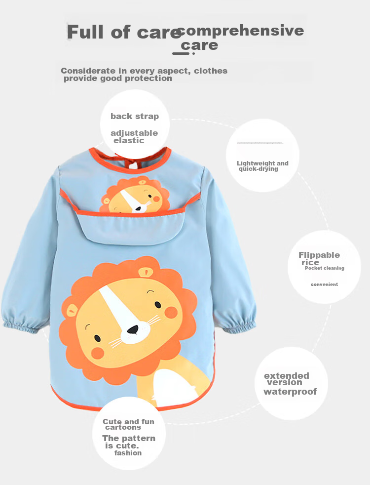 9I9 Baby Eating Smock, Waterproof Long-Sleeve Infant Bib Apron, Reverse-Wear Clothing, Kindergarten Painting Clothes A150 4
