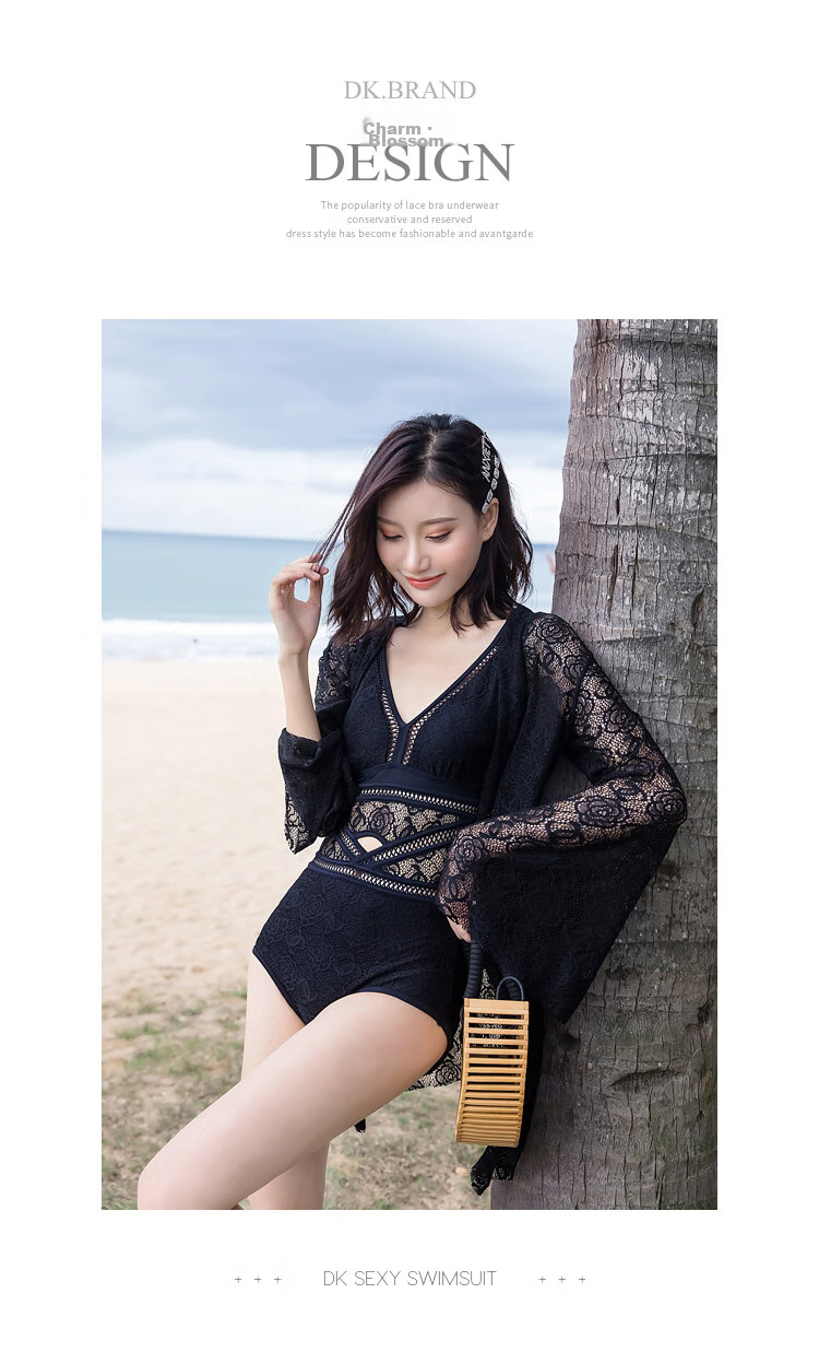 DK Swimsuit for Women, Sexy Small Chest One-Piece Conservative Tummy-Covering Slimming Korean Hot Spring Cover-Up Swimwear, White XL 9