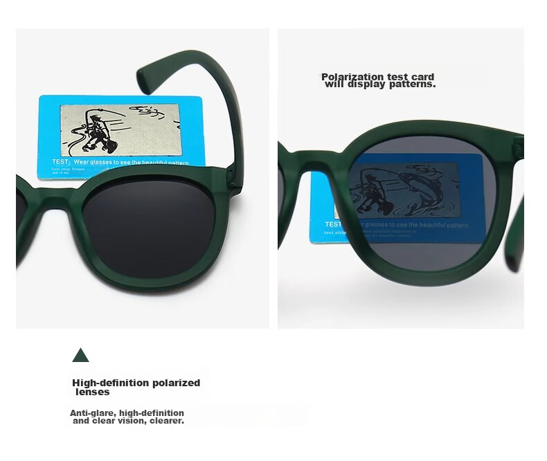 Cuntiandaofu Children's Sunglasses, Kids' Sunglasses, Boys' UV Protection Polarized Glasses, Green Frame with Green Lenses 17