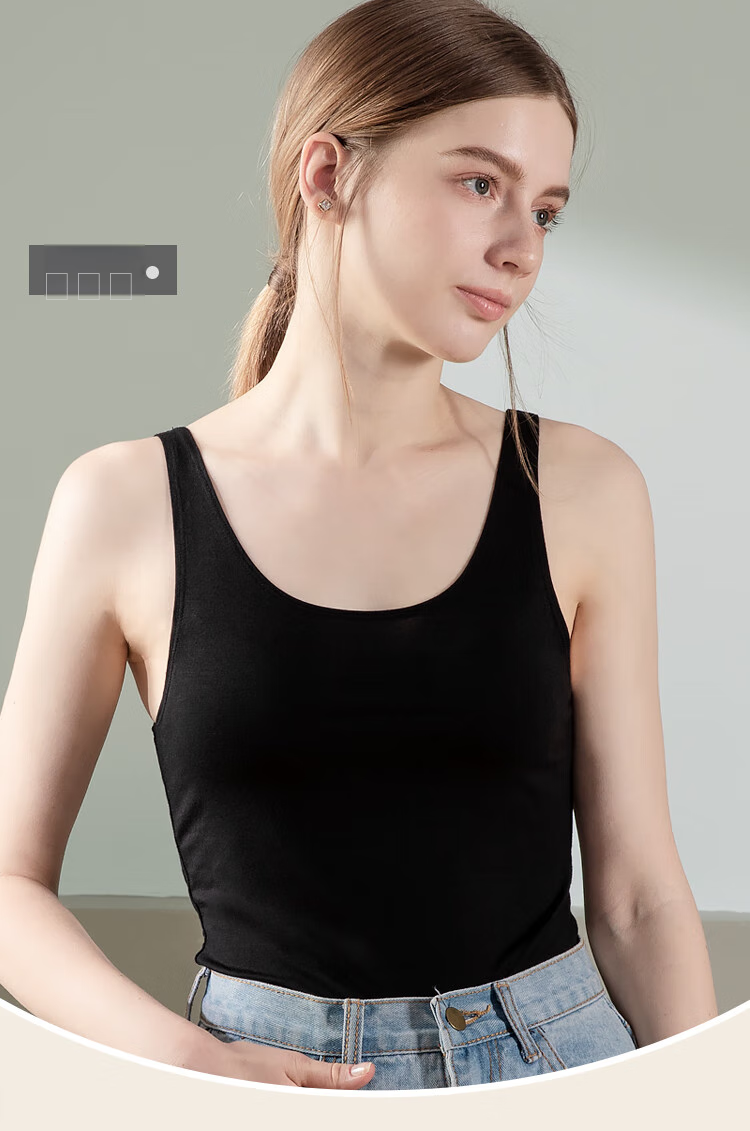 Hodo Women's Seamless Slim Camisole Modal Undershirt, Versatile Simple Round Neck Base Layer, Elegant White, Size 170 13