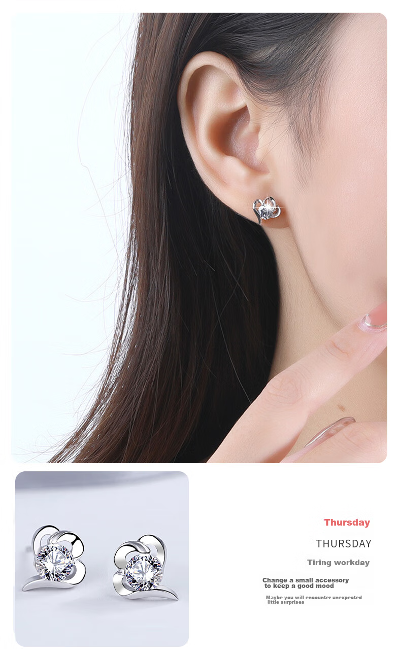 Dijing 999 Sterling Silver Earrings for Women, 2026 New Style Weekly Studs, Elegant High-End Ear Drops, Birthday Gift for Women And Wives 9