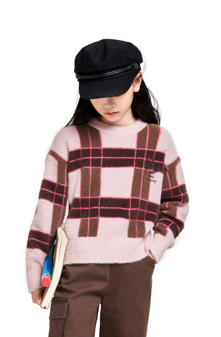 Annil Girls' Sweater Knit Top, 2024 Winter New Style, Preppy Casual Warm, Sky Blue, Size 120 3