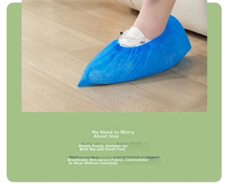 BWNK Disposable Shoe Covers, Non-Woven Fabric Shoe Covers [100 Pieces], Foot Covers, Thickened Breathable Enlarged Dust-Proof Non-Slip Wear-Resistant One Size Fits All 15