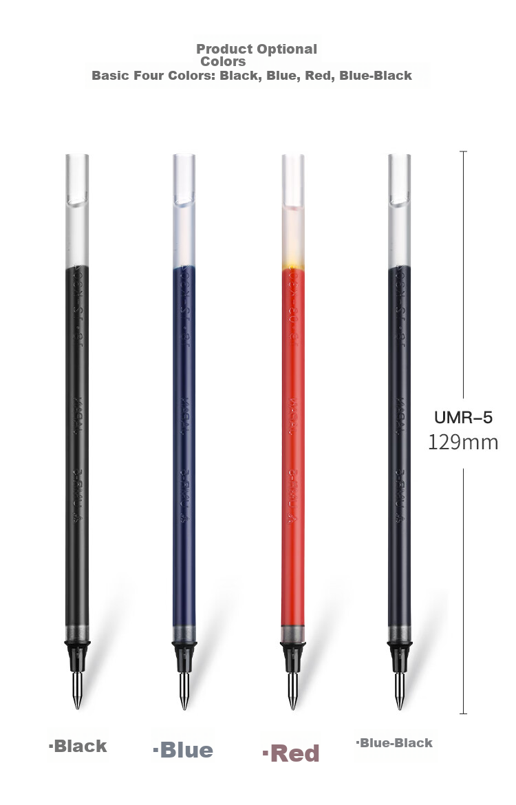 Uni Mitsubishi Ball UMR-5 Refill, 0.5mm Gel Pen Ink, Black Refill, Compatible with Signature Pens from UM-100 Series, Pack of 12 9
