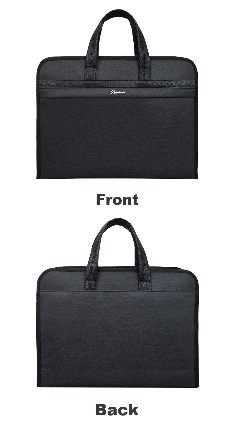 Bailiwen H8118 Black 3D Enlarged Double-Layer Handbag, Document Bag, File Bag, Zipper Bag, Business Handbag, Briefcase, Travel Commute Tote Bag 6