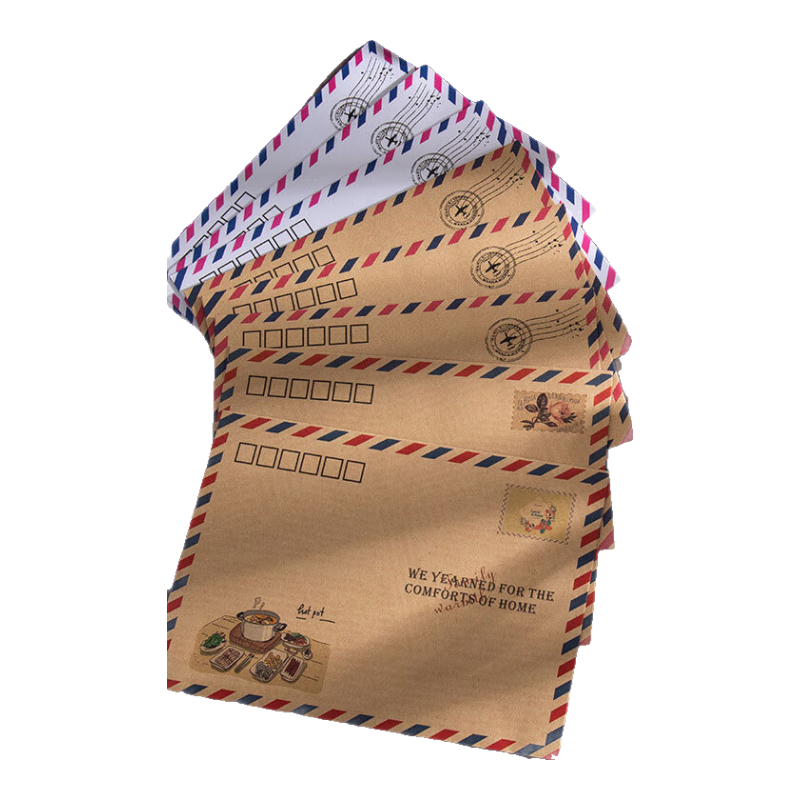 Shiluode Vintage Kraft Paper Airplane Envelope Set for Postcards, Birthday Cards, And Letters - A5 Size with 8 Envelopes And 16 Sheets of Writing Paper