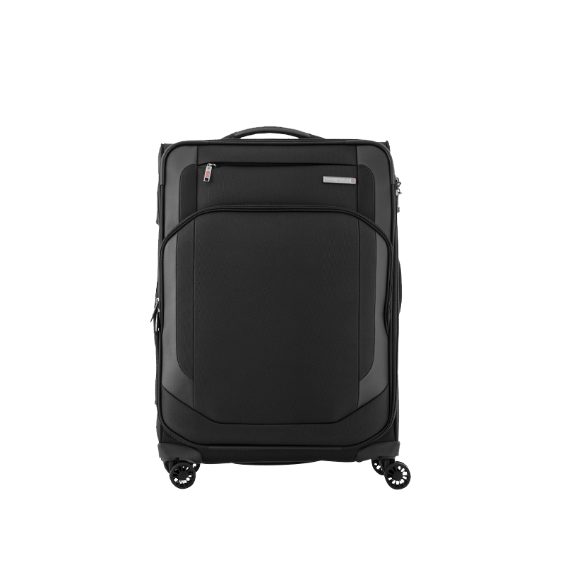 Xinxiuli Luggage, 25-Inch Trolley Suitcase, Business Soft Case, Expandable Travel Case, AZ7 Black Check-In Suitcase with Password Lock
