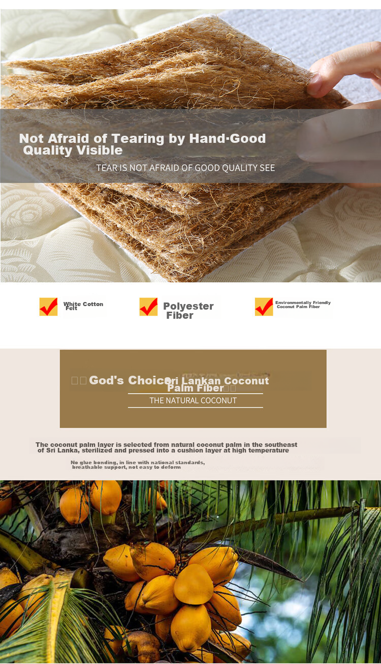 Pengyoujiasi Mattress, Folding Mattress, Coconut Palm Fiber Mattress, Knitted Fabric, 90*190CM, PY-Z09 4